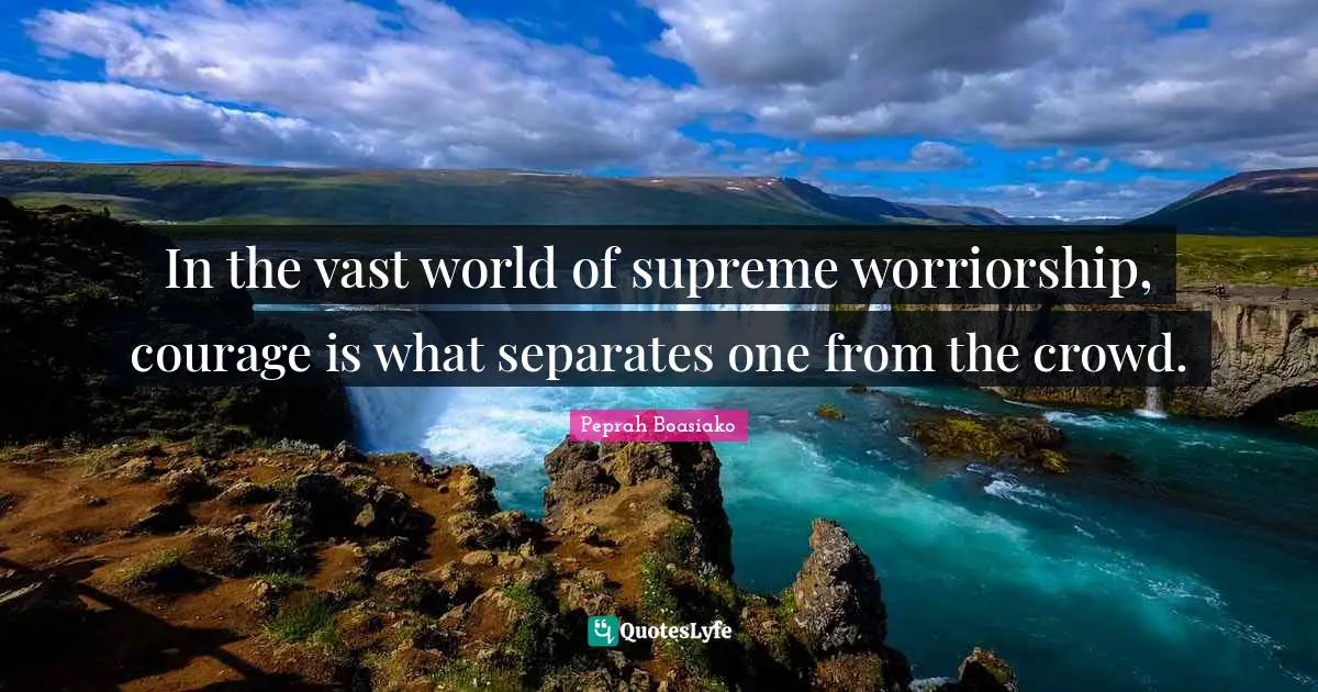 In the vast world of supreme worriorship, courage is what separates one from the crowd.
