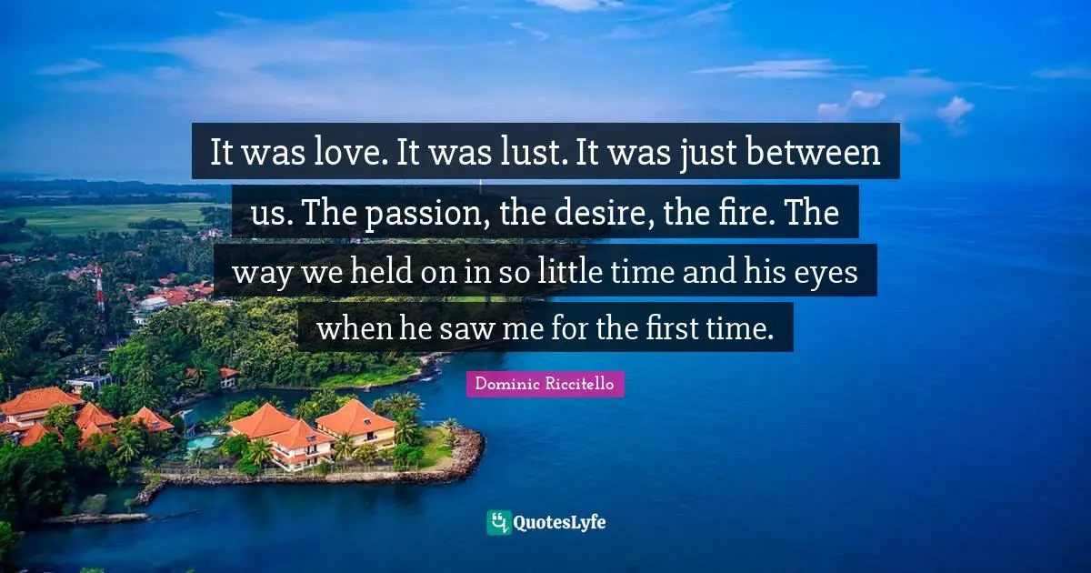 It was love. It was lust. It was just between us. The passion, the desire, the fire. The way we held on in so little time and his eyes when he saw me for the first time.