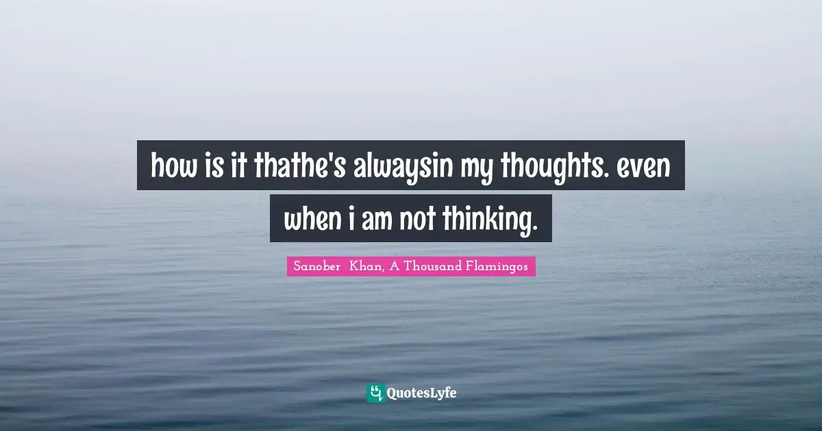 Sanober  Khan, A Thousand Flamingos Quotes: "how is it thathe's alwaysin my thoughts. even when i am not thinking."