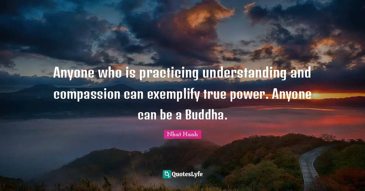 Anyone who is practicing understanding and compassion can exemplify true power. Anyone can be a Buddha.