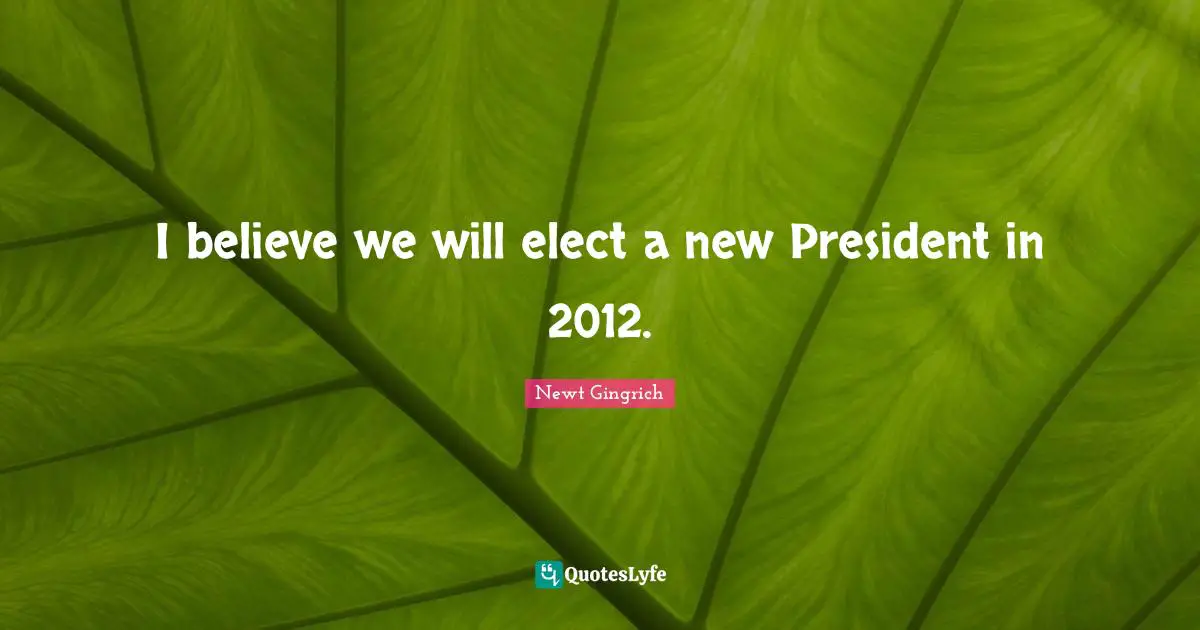 Newt Gingrich Quotes: "I believe we will elect a new President in 2012."
