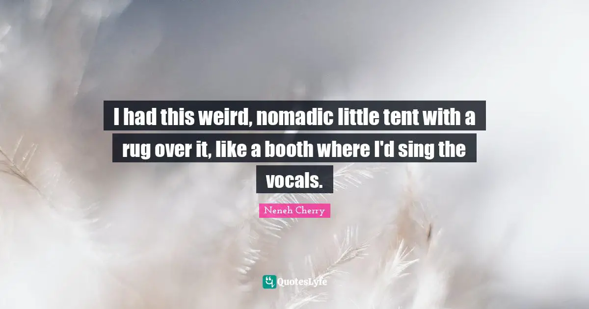 I had this weird, nomadic little tent with a rug over it, like a booth where I'd sing the vocals.