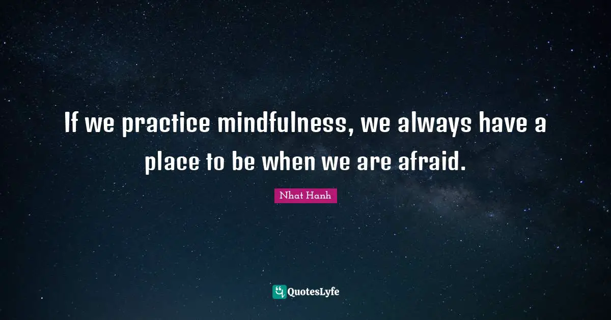 If we practice mindfulness, we always have a place to be when we are afraid.