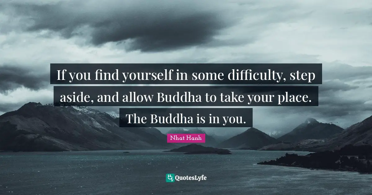 If you find yourself in some difficulty, step aside, and allow Buddha to take your place. The Buddha is in you.