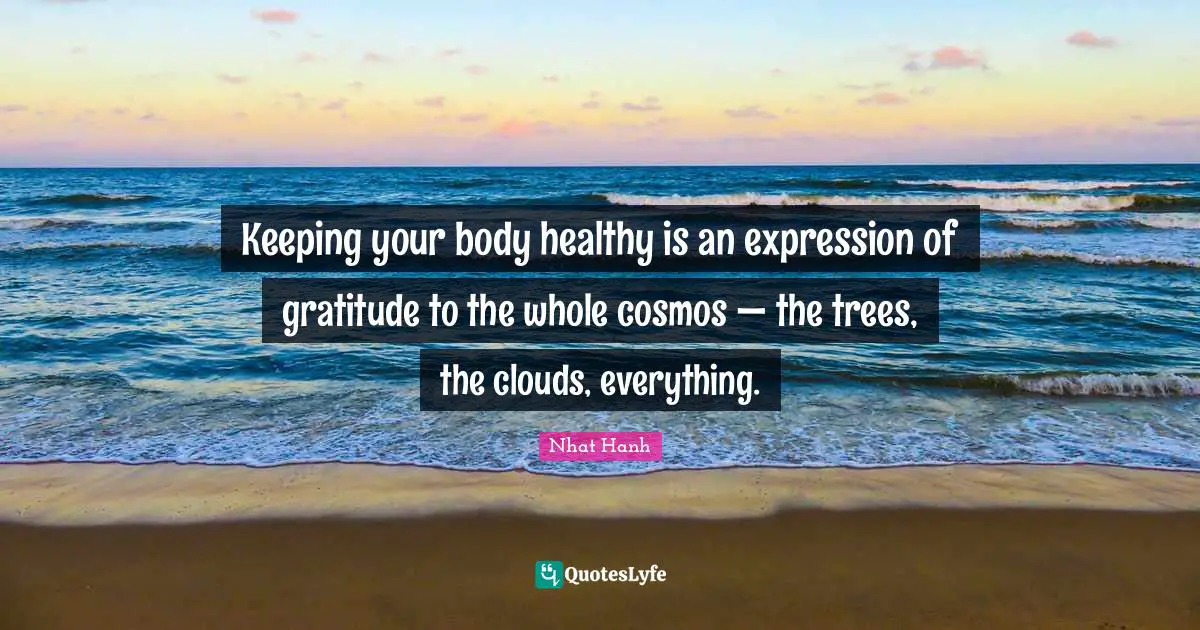Keeping your body healthy is an expression of gratitude to the whole cosmos — the trees, the clouds, everything.