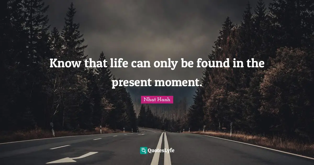Peace Is Every Step Quotes: "Know that life can only be found in the present moment."