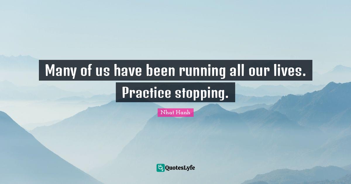 Many of us have been running all our lives. Practice stopping.