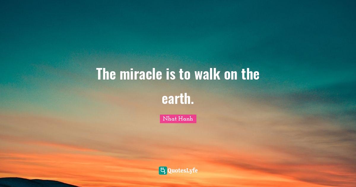 The miracle is to walk on the earth.