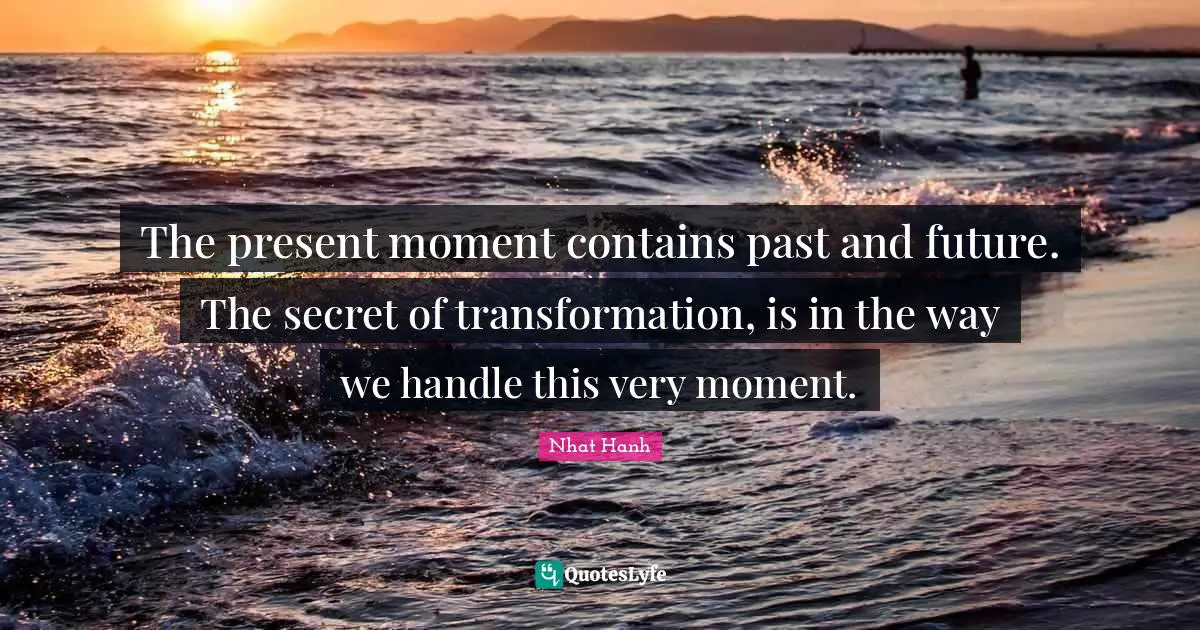 The present moment contains past and future. The secret of transformation, is in the way we handle this very moment.
