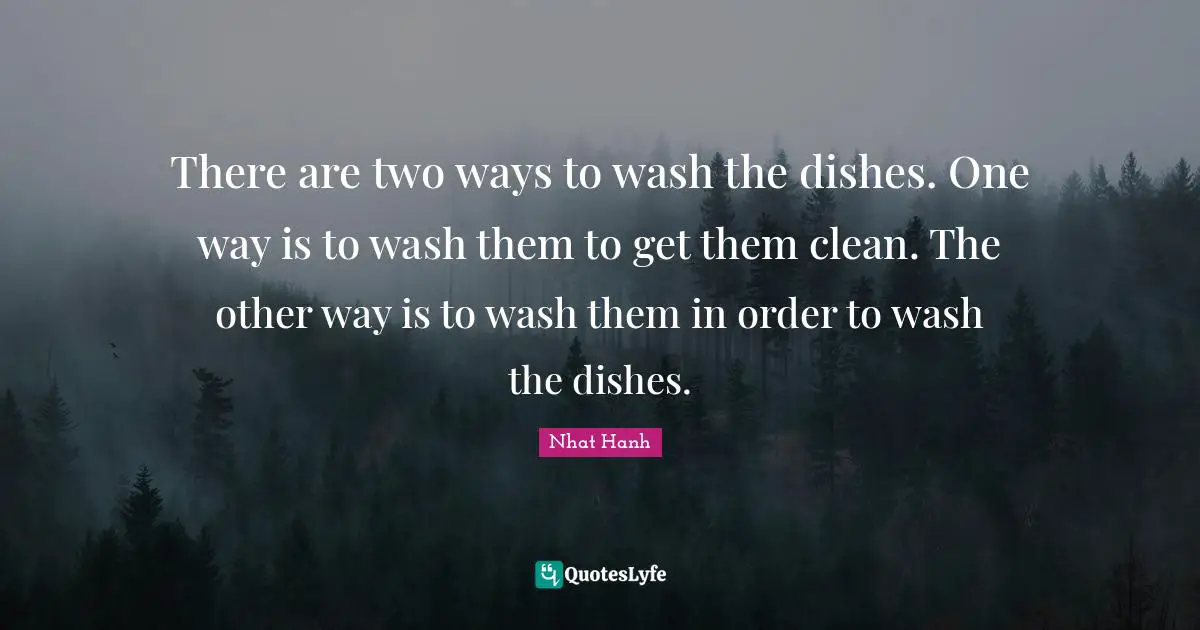 There are two ways to wash the dishes. One way is to wash them to get them clean. The other way is to wash them in order to wash the dishes.