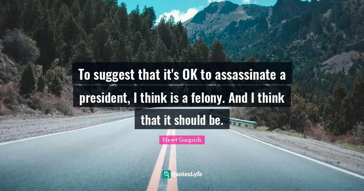 To suggest that it's OK to assassinate a president, I think is a felony. And I think that it should be.