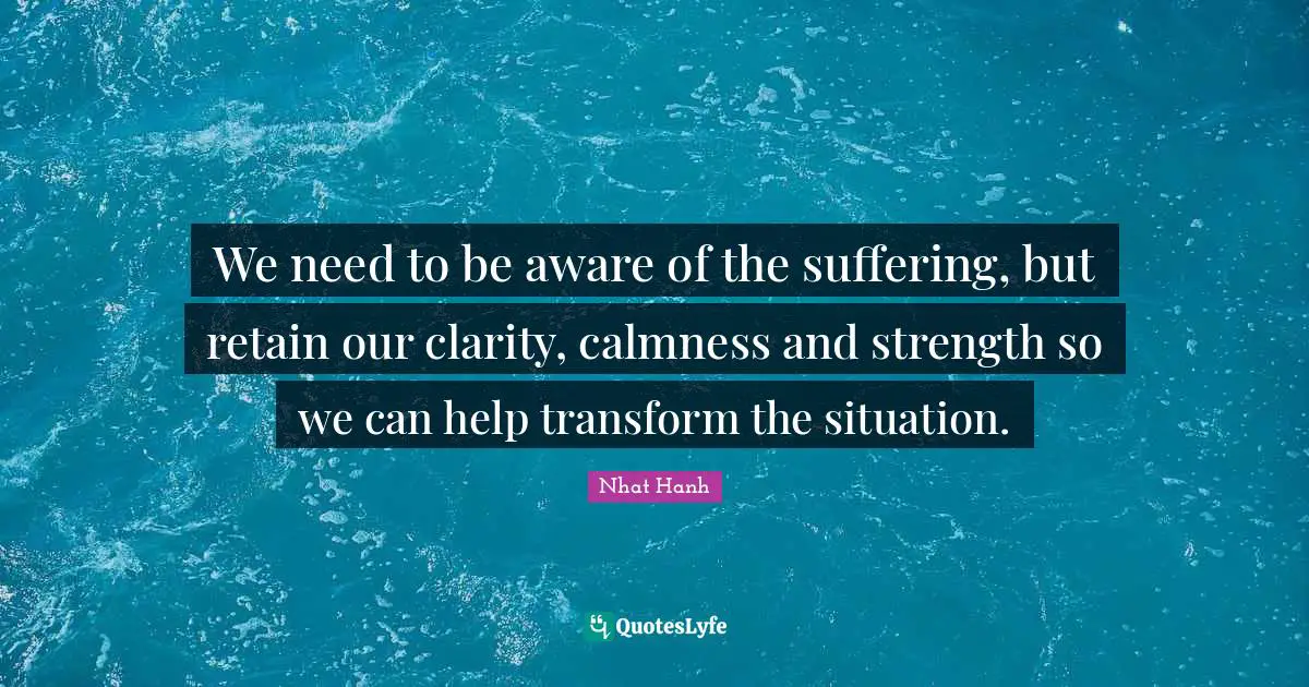 Calmness Quotes: "We need to be aware of the suffering, but retain our clarity, calmness and strength so we can help transform the situation."