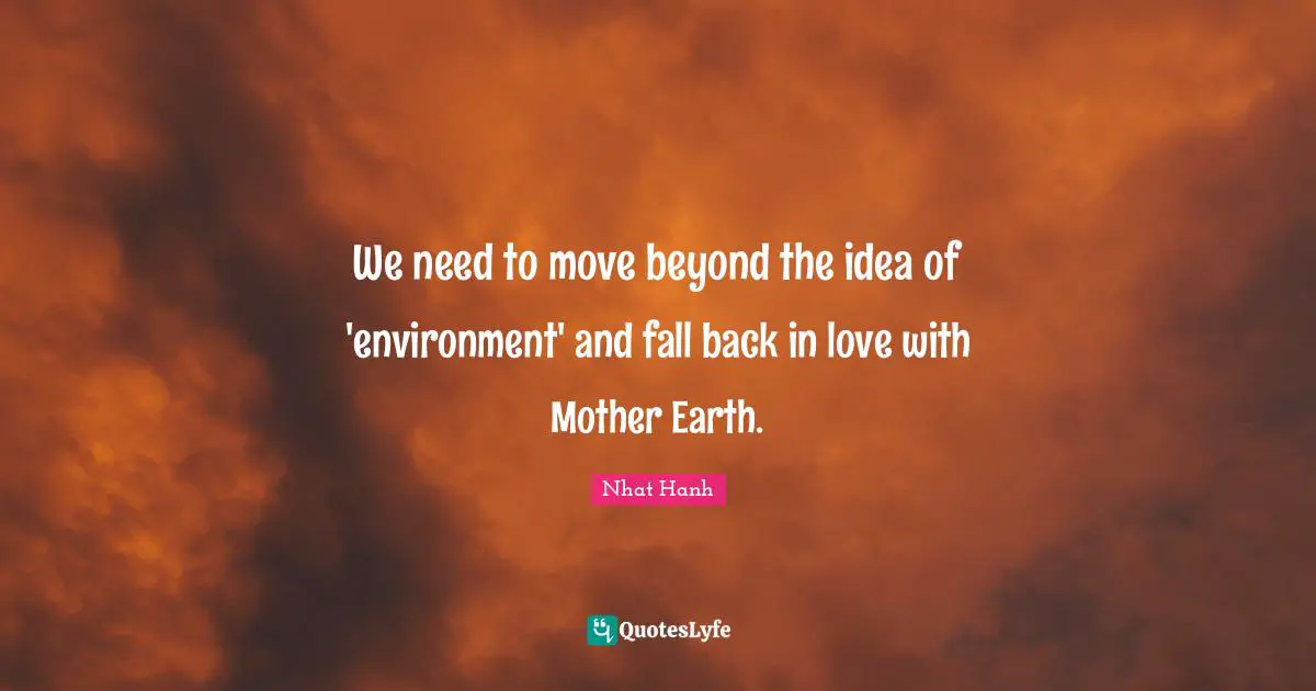 We need to move beyond the idea of 'environment' and fall back in love with Mother Earth.