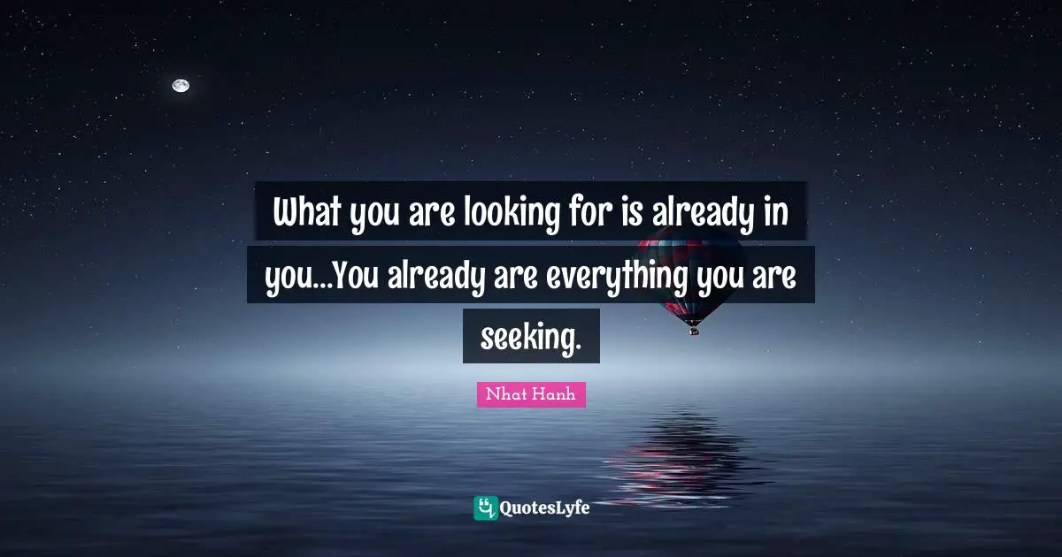What you are looking for is already in you...You already are everything you are seeking.