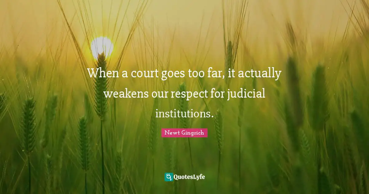Newt Gingrich Quotes: "When a court goes too far, it actually weakens our respect for judicial institutions."