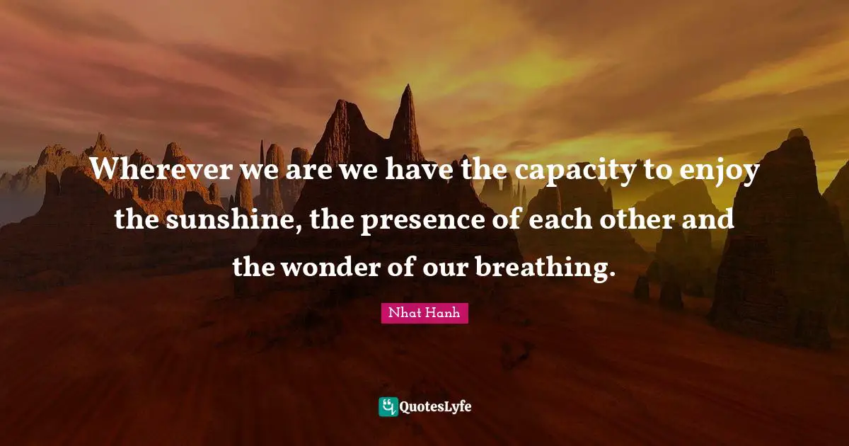 Wherever we are we have the capacity to enjoy the sunshine, the presence of each other and the wonder of our breathing.