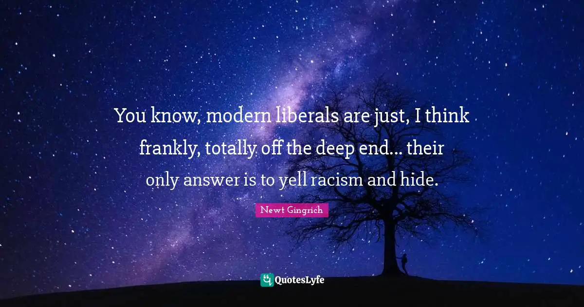 You know, modern liberals are just, I think frankly, totally off the deep end... their only answer is to yell racism and hide.