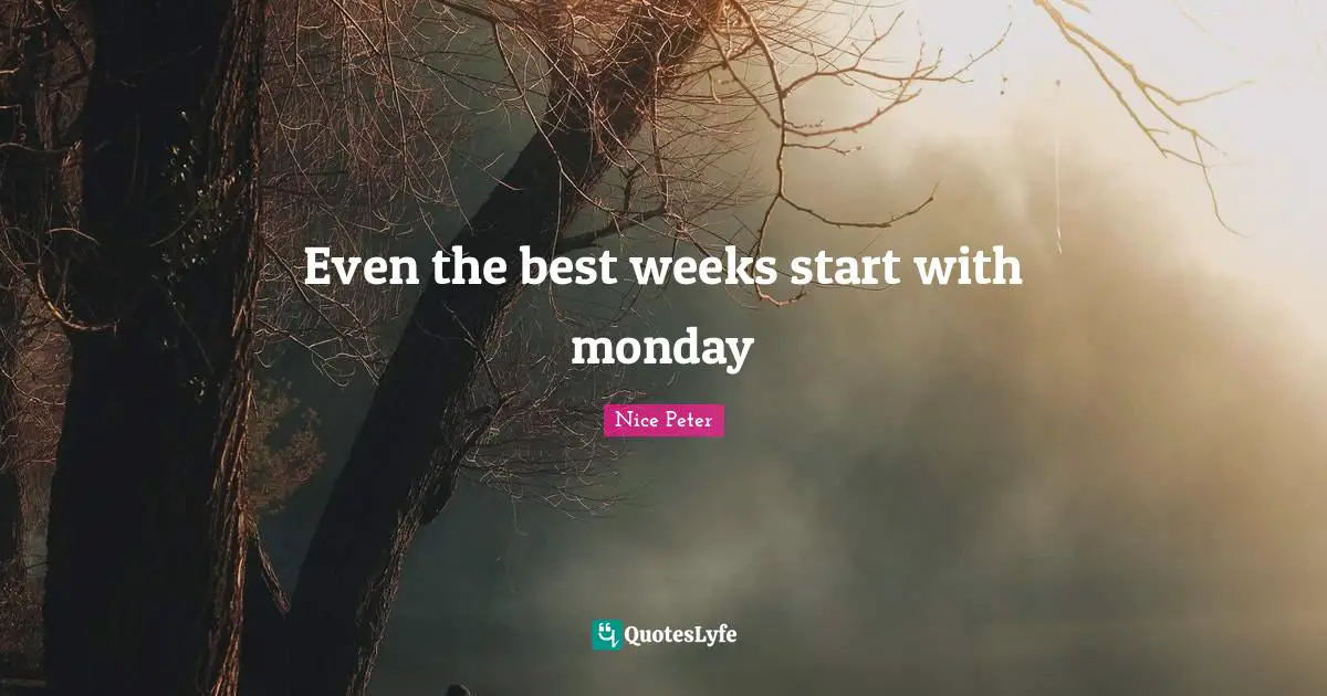 Even the best weeks start with monday