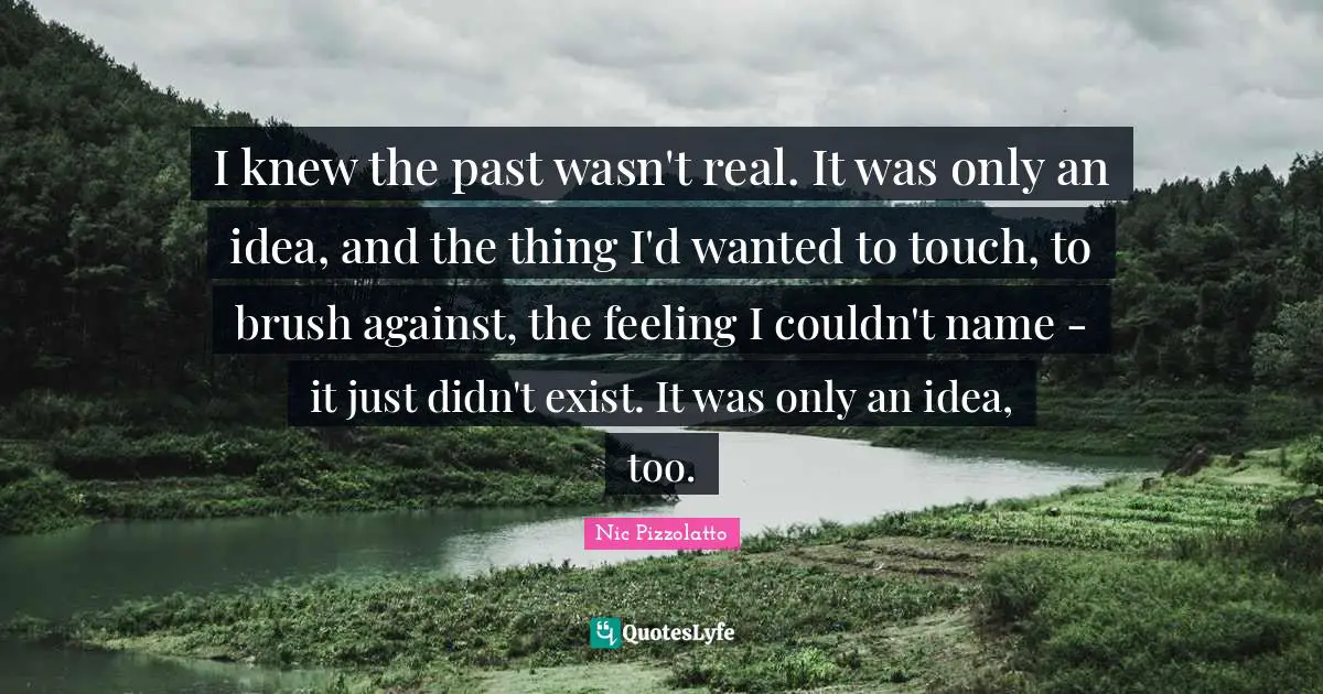 I knew the past wasn't real. It was only an idea, and the thing I'd wanted to touch, to brush against, the feeling I couldn't name - it just didn't exist. It was only an idea, too.