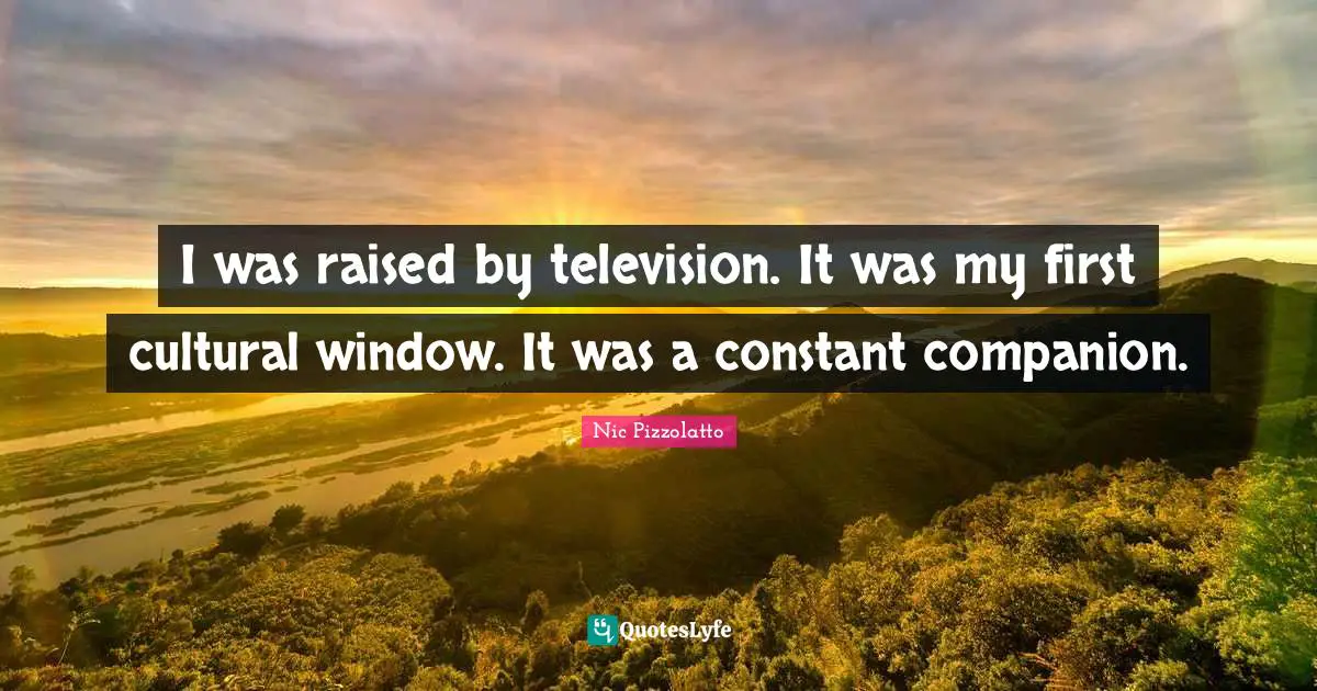 I was raised by television. It was my first cultural window. It was a constant companion.
