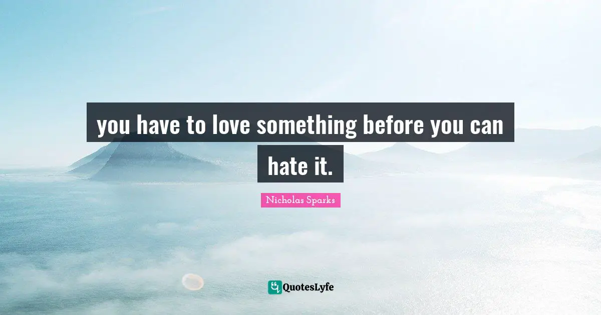 you have to love something before you can hate it.