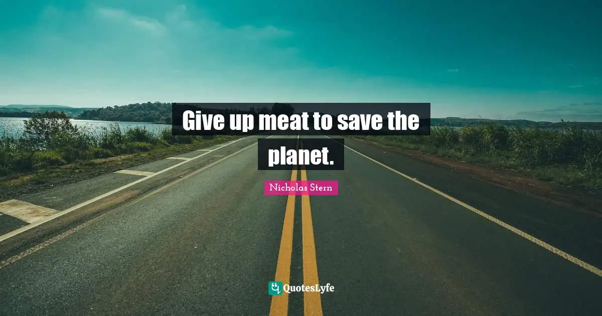 Nicholas Stern Quotes: "Give up meat to save the planet."