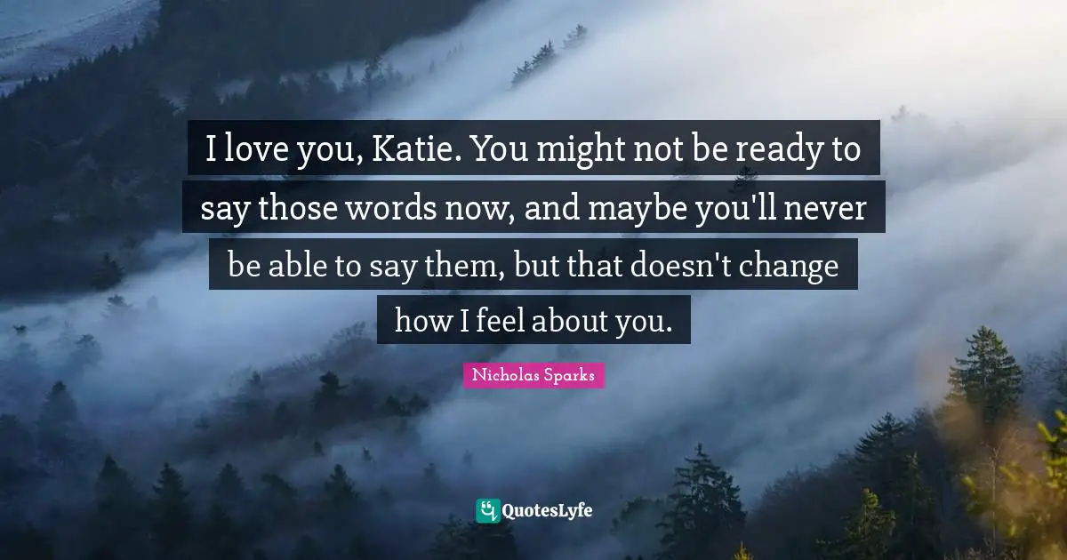 I love you, Katie. You might not be ready to say those words now, and maybe you'll never be able to say them, but that doesn't change how I feel about you.