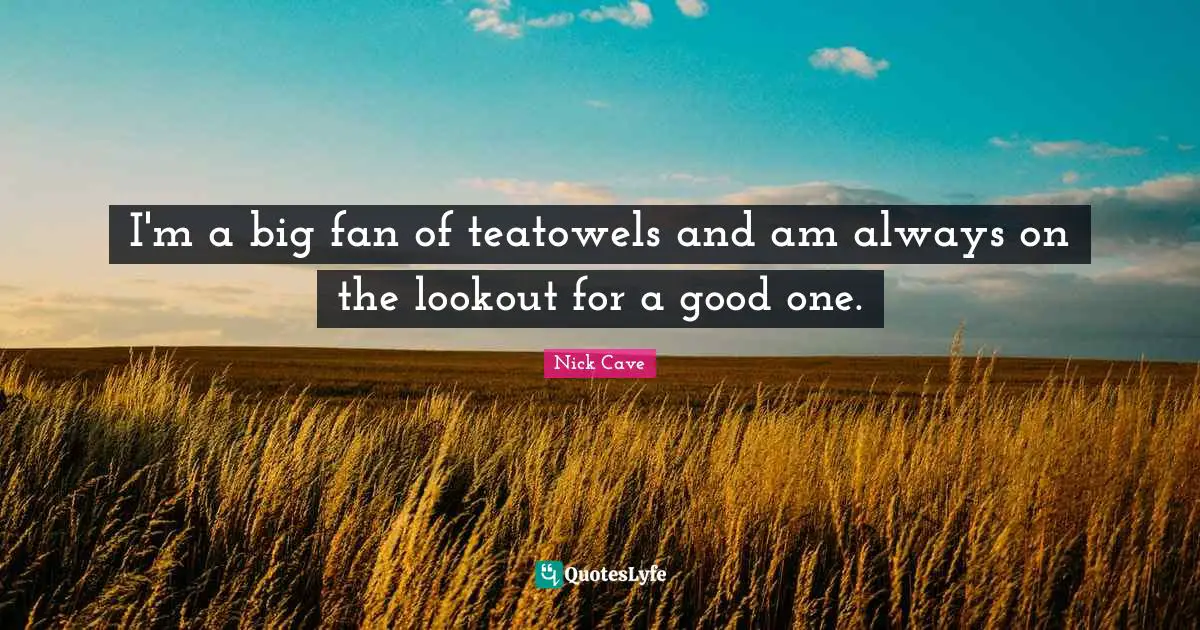 Nick Cave Quotes: "I'm a big fan of teatowels and am always on the lookout for a good one."