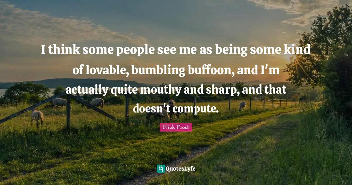 I think some people see me as being some kind of lovable, bumbling buffoon, and I'm actually quite mouthy and sharp, and that doesn't compute.