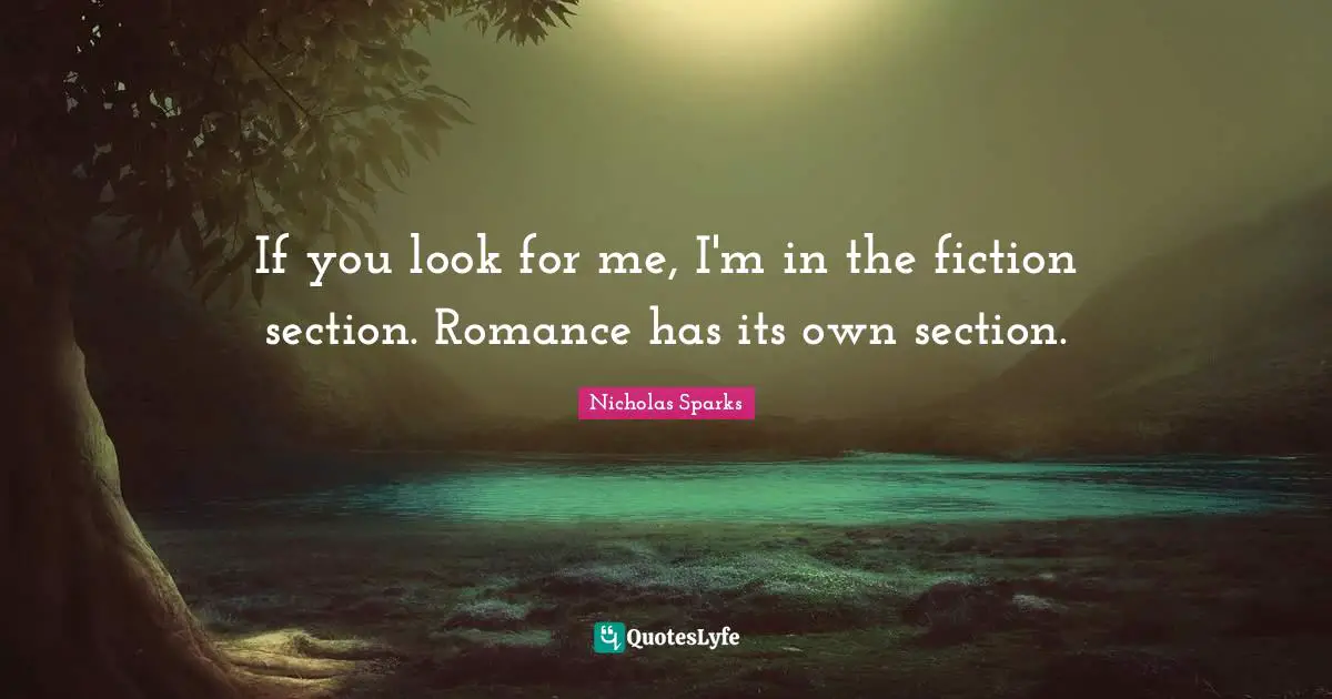 If you look for me, I'm in the fiction section. Romance has its own section.