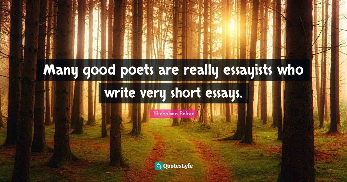 Many good poets are really essayists who write very short essays.
