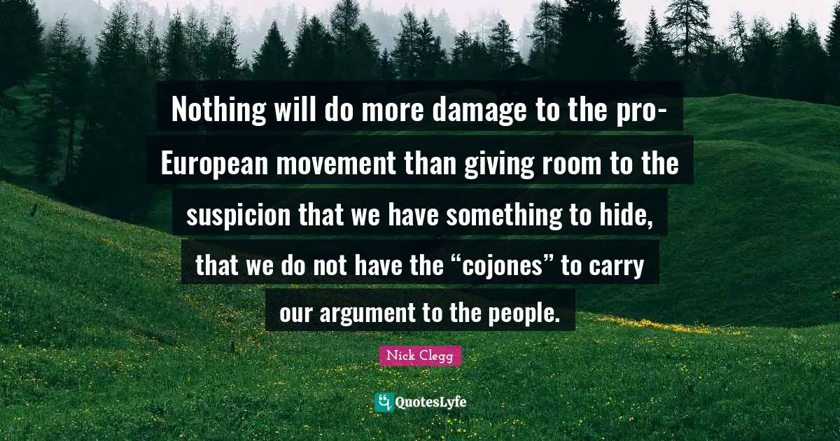 Nothing will do more damage to the pro-European movement than giving room to the suspicion that we have something to hide, that we do not have the “cojones” to carry our argument to the people.