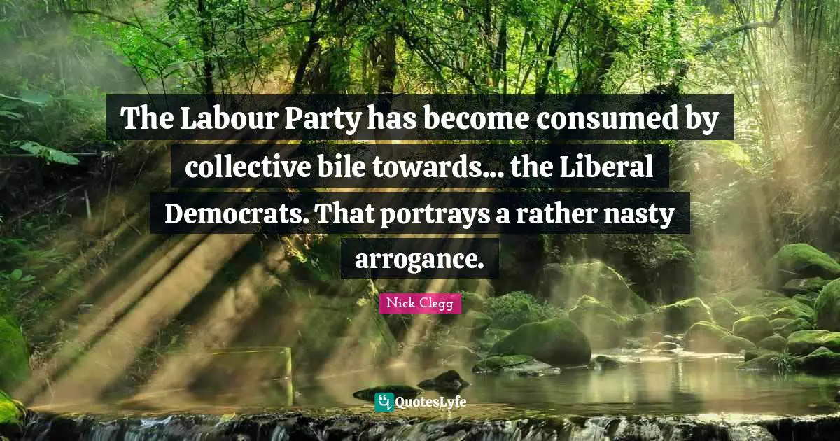 The Labour Party has become consumed by collective bile towards... the Liberal Democrats. That portrays a rather nasty arrogance.