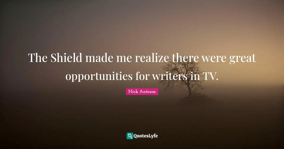 The Shield made me realize there were great opportunities for writers in TV.