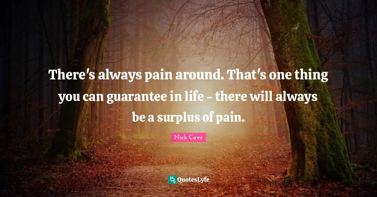 Surplus Quotes: "There's always pain around. That's one thing you can guarantee in life - there will always be a surplus of pain."