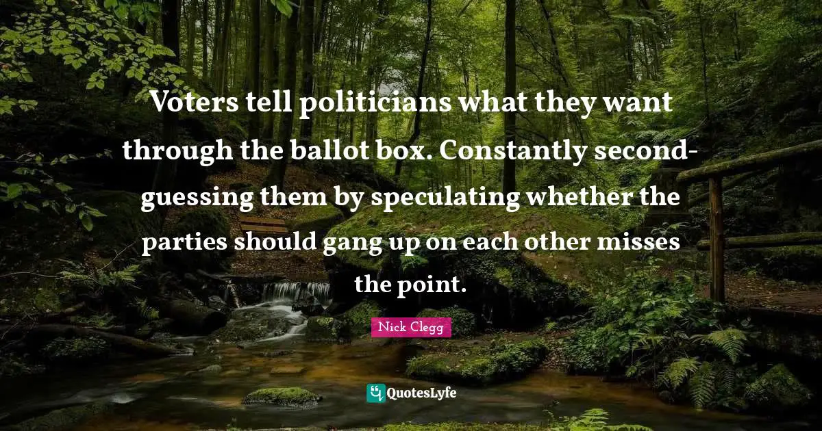 Voters tell politicians what they want through the ballot box. Constantly second-guessing them by speculating whether the parties should gang up on each other misses the point.