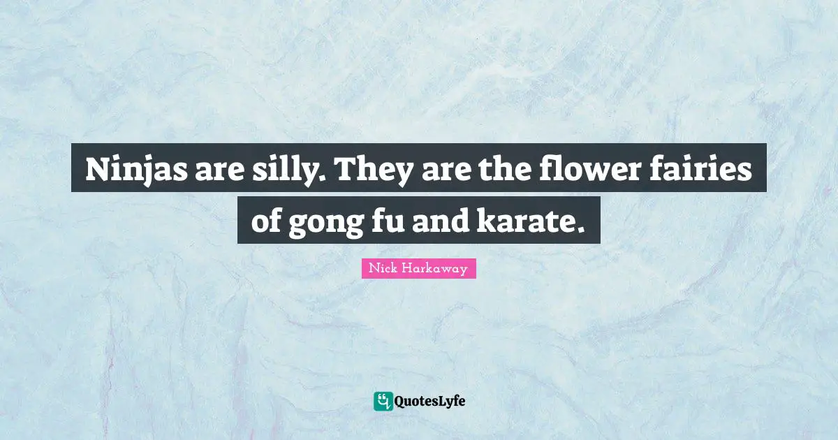 Ninjas are silly. They are the flower fairies of gong fu and karate.