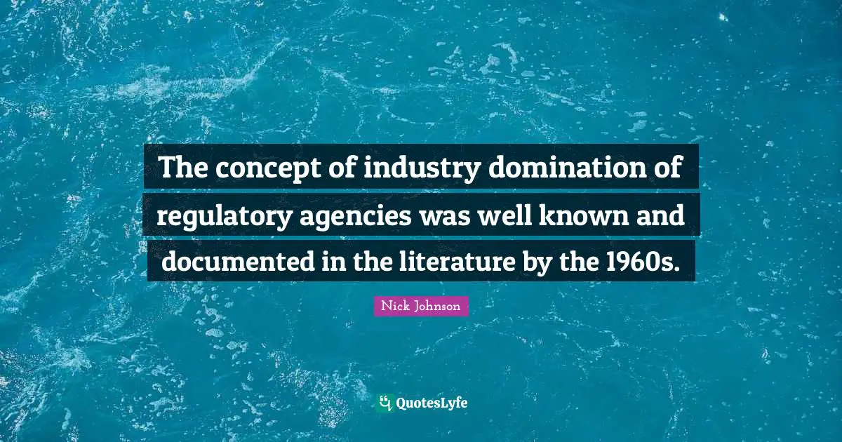 The concept of industry domination of regulatory agencies was well known and documented in the literature by the 1960s.