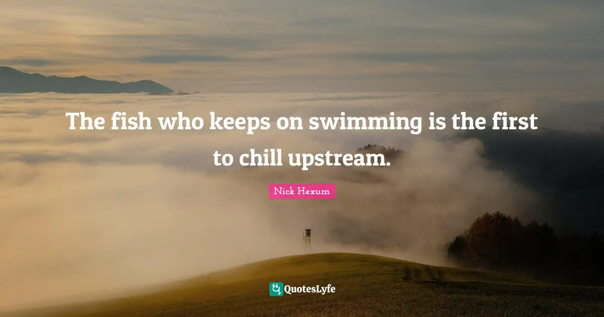 The fish who keeps on swimming is the first to chill upstream.