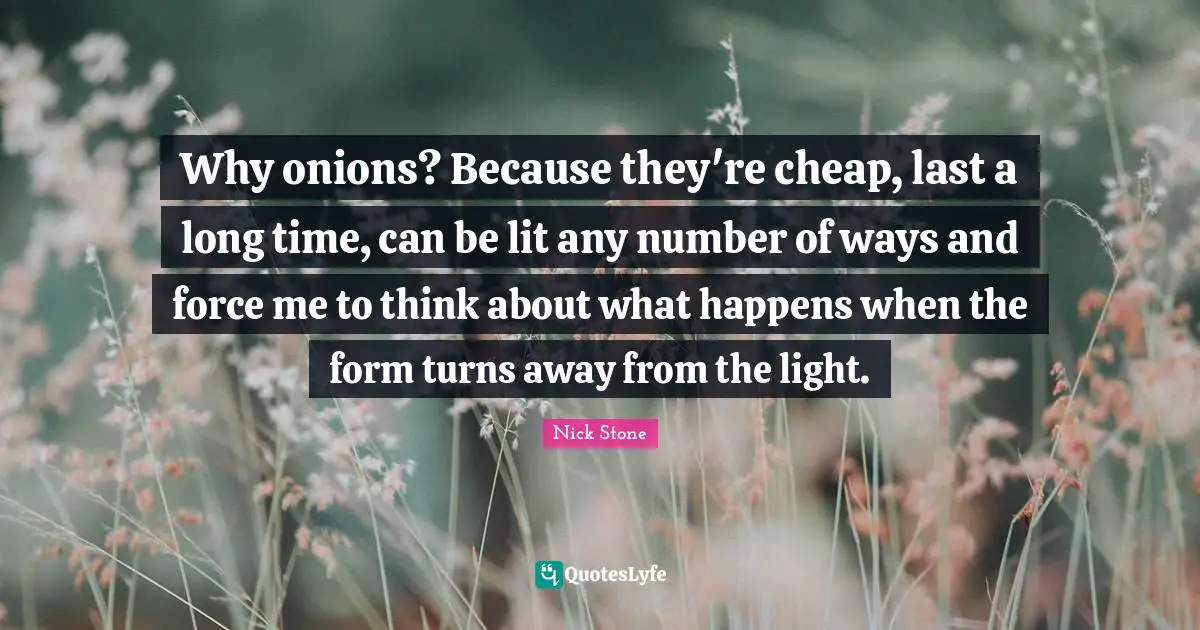 Why onions? Because they're cheap, last a long time, can be lit any number of ways and force me to think about what happens when the form turns away from the light.