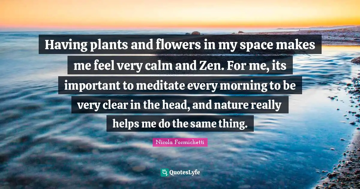 Having plants and flowers in my space makes me feel very calm and Zen. For me, its important to meditate every morning to be very clear in the head, and nature really helps me do the same thing.