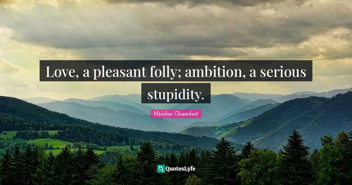 Love, a pleasant folly; ambition, a serious stupidity.