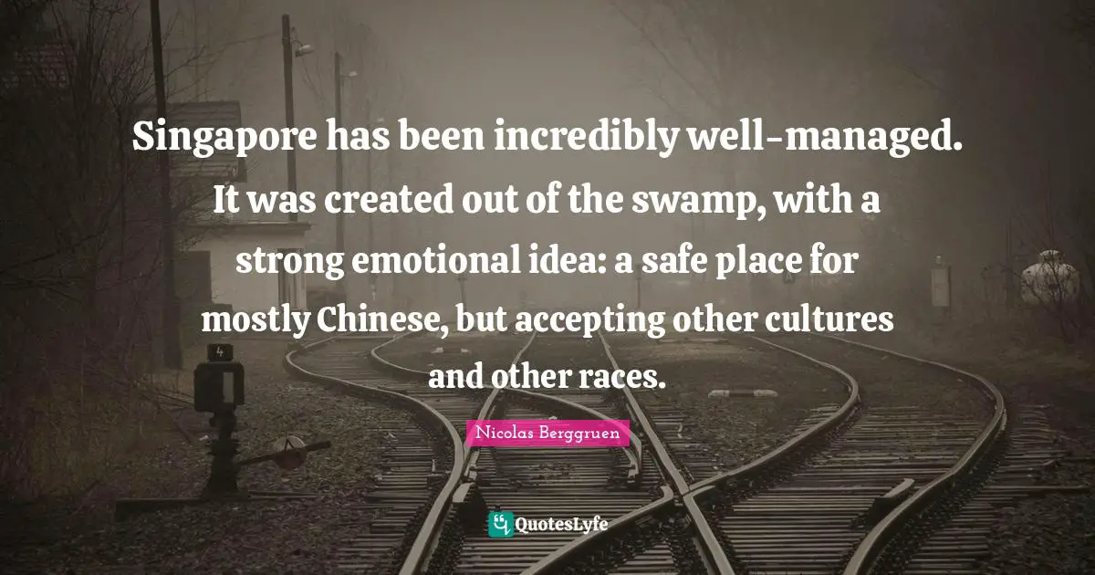 Singapore has been incredibly well-managed. It was created out of the swamp, with a strong emotional idea: a safe place for mostly Chinese, but accepting other cultures and other races.