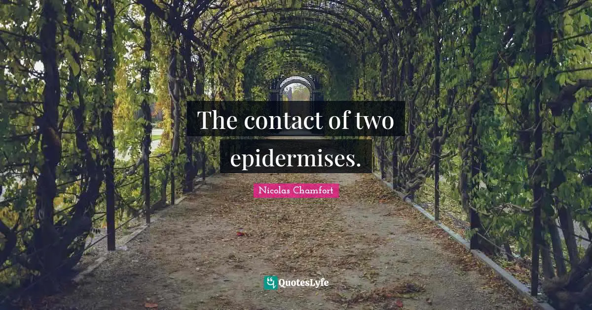 The contact of two epidermises.