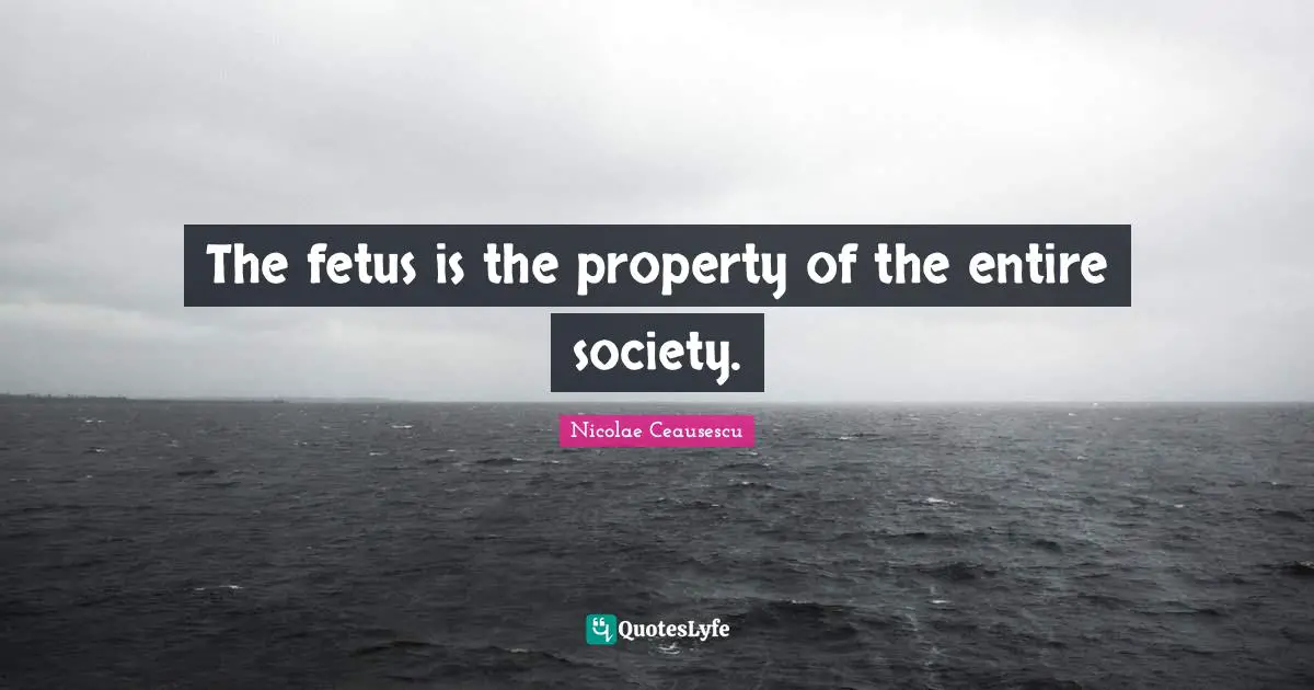 The fetus is the property of the entire society.