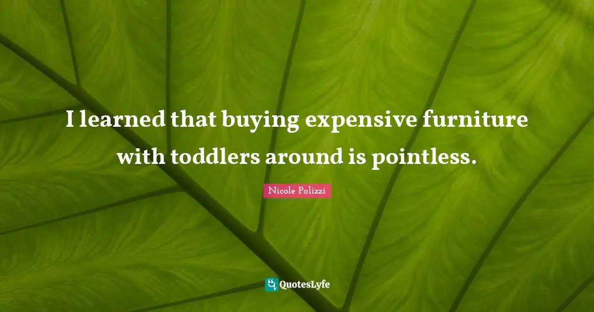 Toddler Quotes: "I learned that buying expensive furniture with toddlers around is pointless."