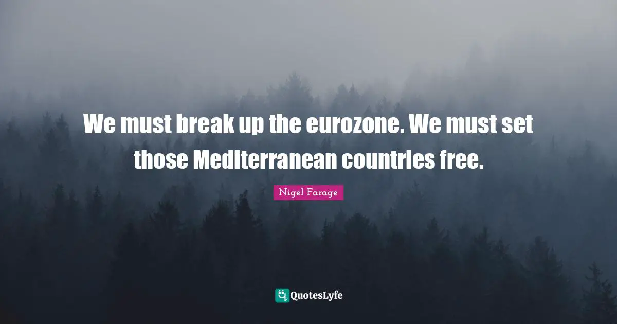 We must break up the eurozone. We must set those Mediterranean countries free.
