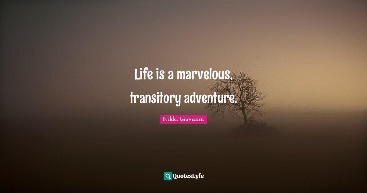Nikki Giovanni Quotes: "Life is a marvelous, transitory adventure."