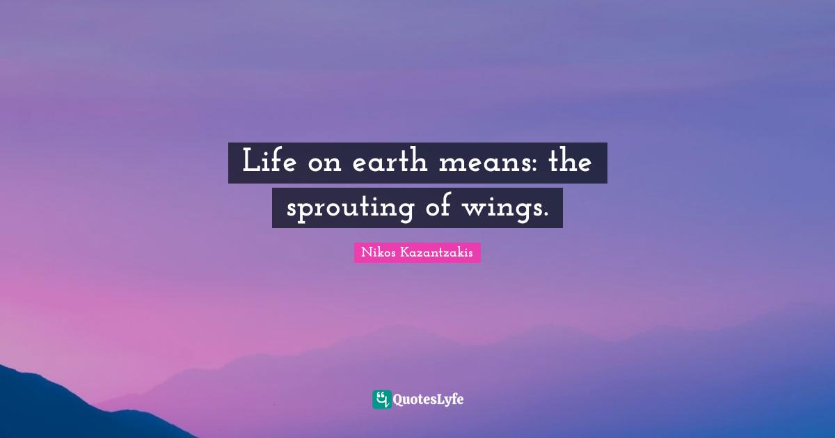 Life on earth means: the sprouting of wings.