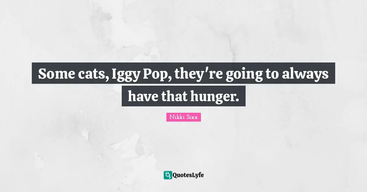 Some cats, Iggy Pop, they're going to always have that hunger.